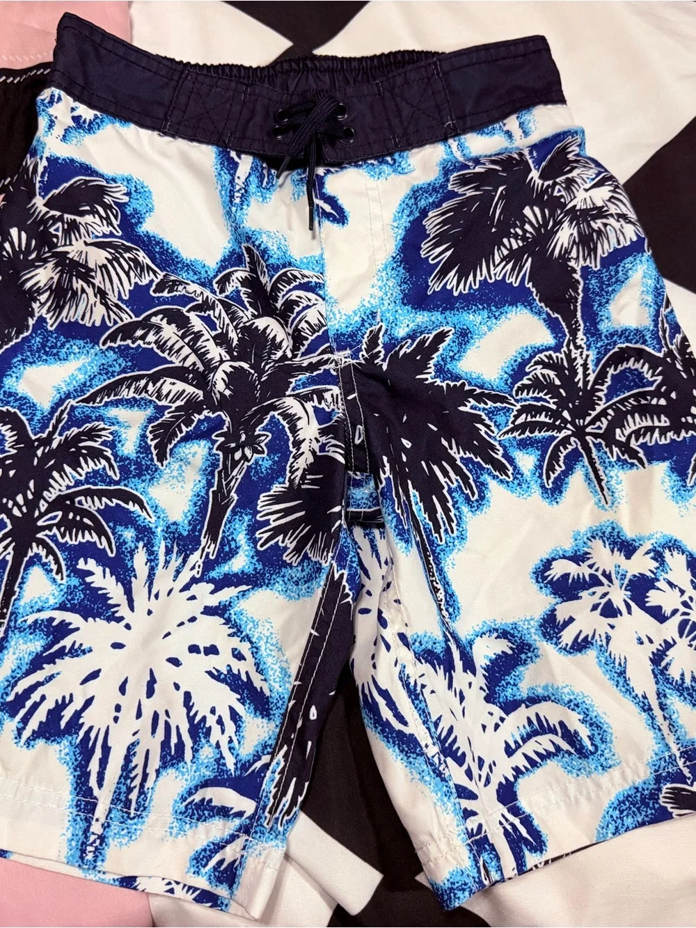 Gymboree Blue White Palm Tree Swim Shorts